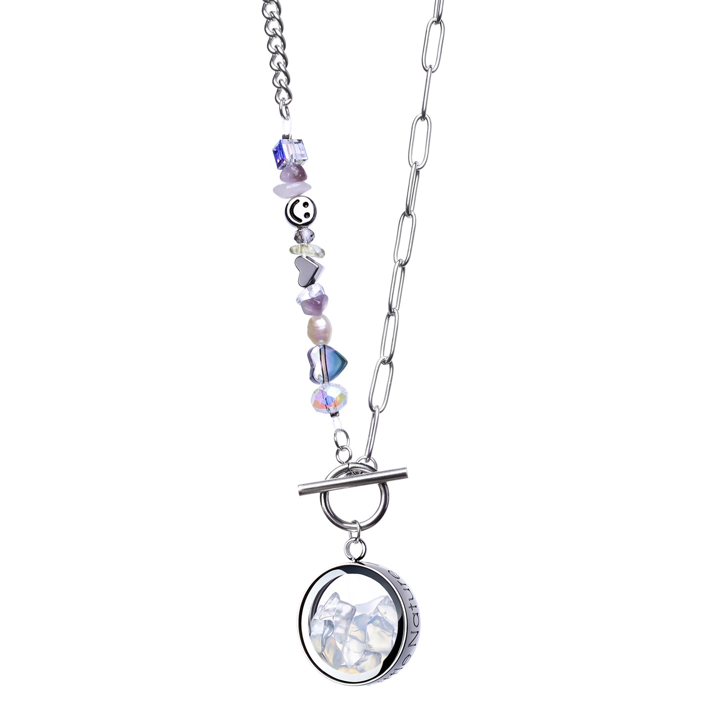 Opal Necklace With Joyful Beaded Toggle Clasp Chain