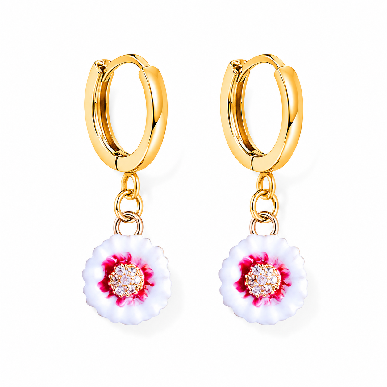 Anemone Flower Hoop Earrings – 14K Gold Plated Floral Earrings