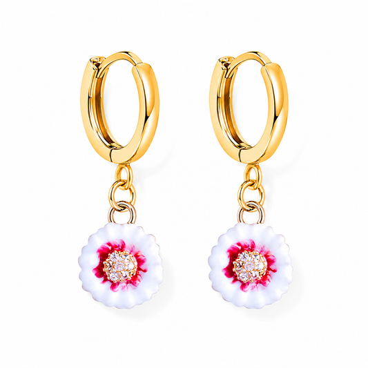 Anemone Flower Hoop Earrings – 14K Gold Plated Floral Earrings