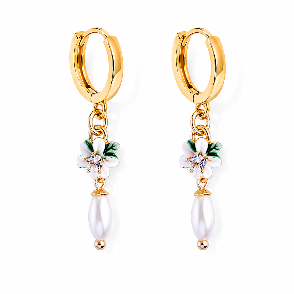 Apple Blossom Hoop Earrings – 14K Gold Plated Floral Earrings