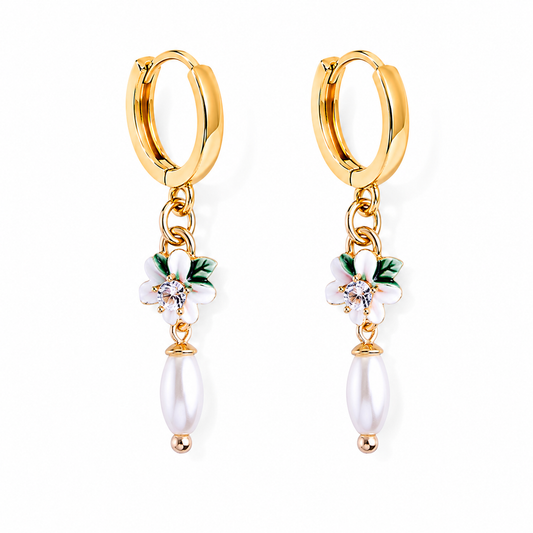 Apple Blossom Hoop Earrings – 14K Gold Plated Floral Earrings