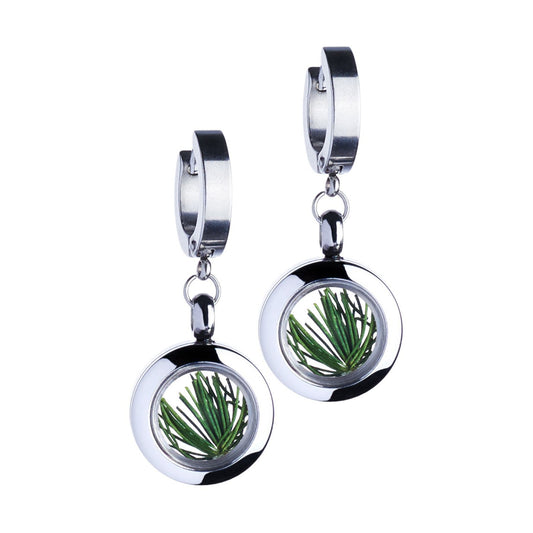 Dangle Huggie Earrings With Pine Needles