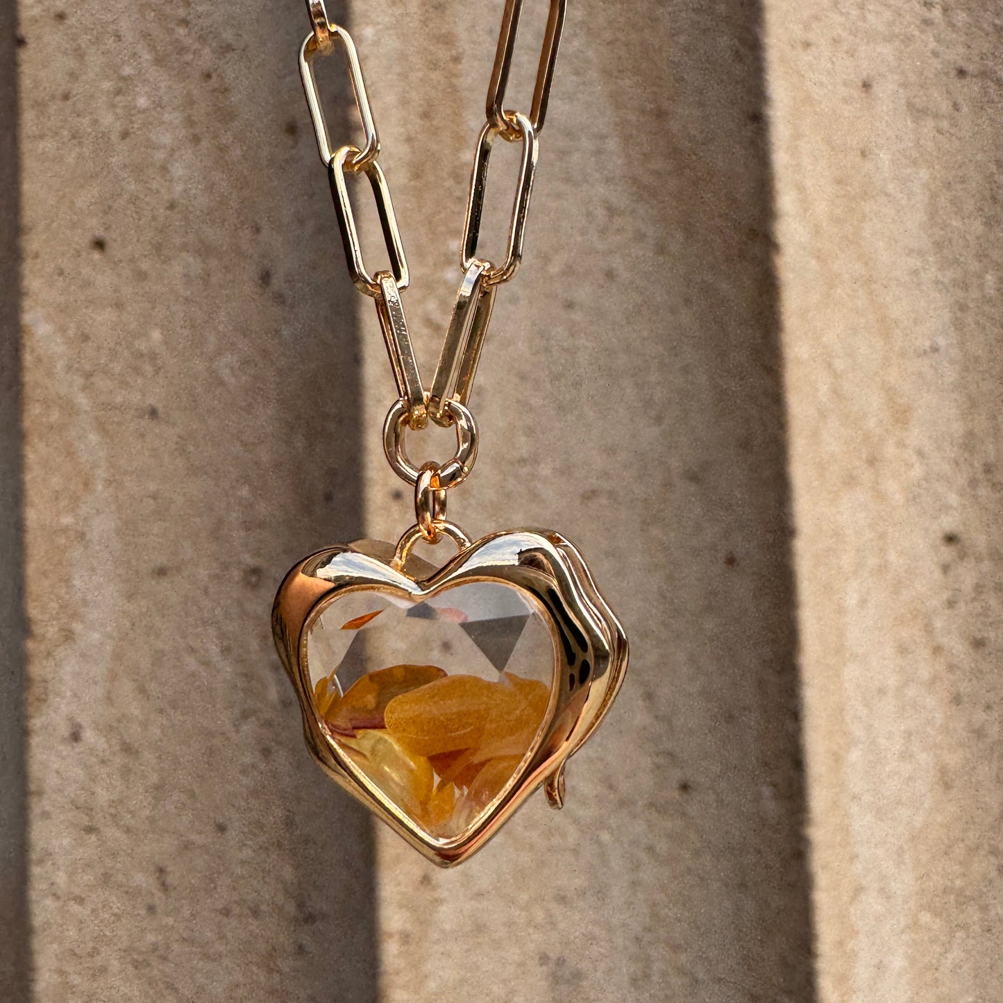 Heart Shape Necklace With Baltic Amber Stones