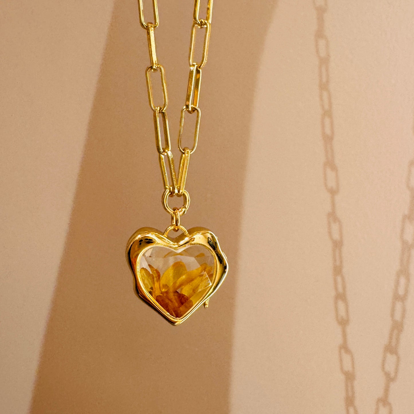 Heart Shape Necklace With Baltic Amber Stones