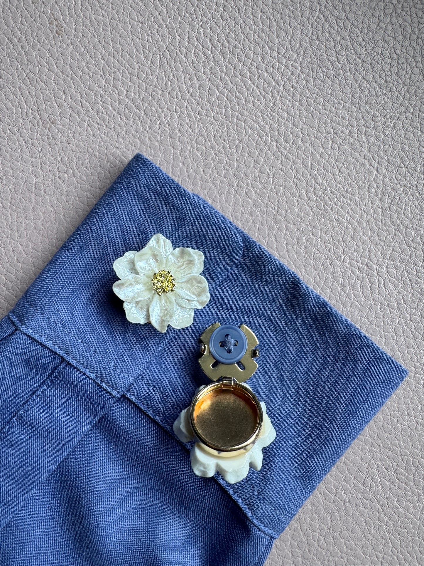 Gardenia Flower Button Cover - White