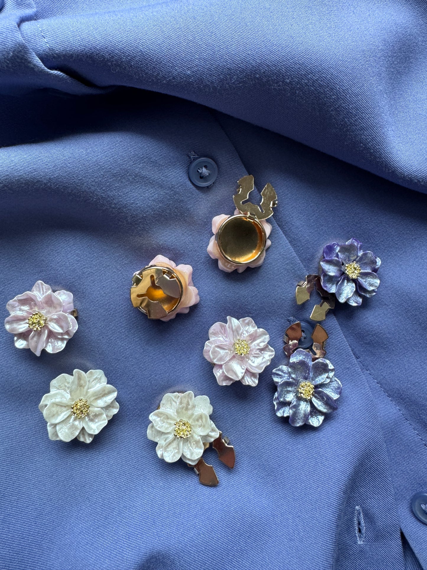 Gardenia Flower Button Cover - White