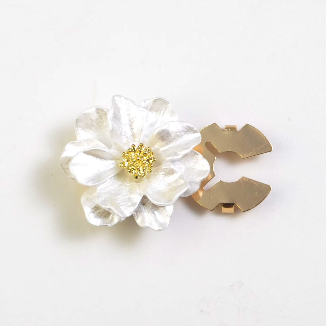 Gardenia Flower Button Cover - White