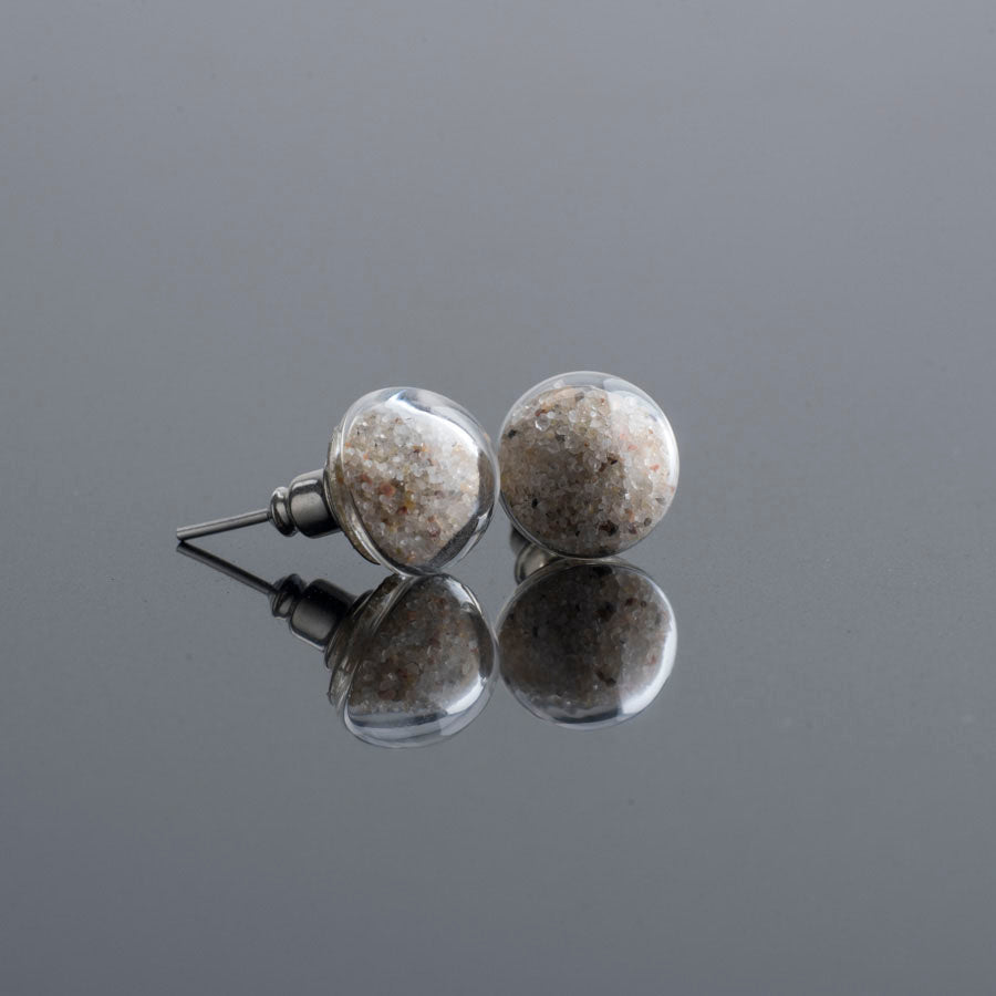 Stud Earrings With Natural Beach Sand