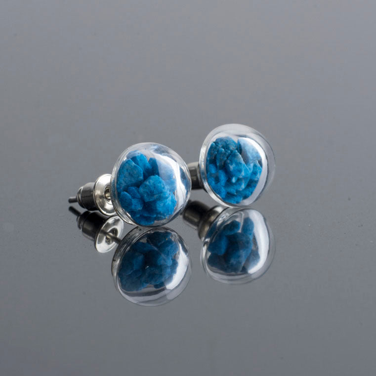 Stud Earrings With Blue Stones