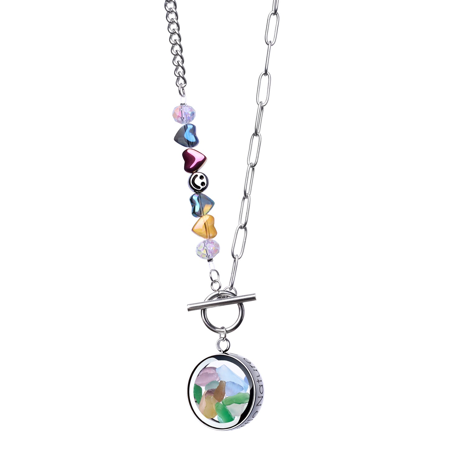 Colorful Tourmaline Necklace With Joyful Beaded Toggle Chain