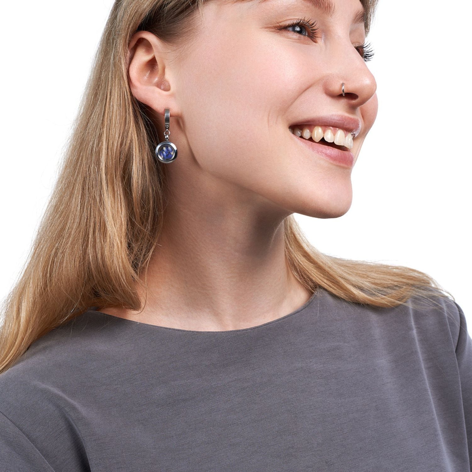 lavender flower earrings Dangle Huggie Earrings With Lavender Flower – My Little Nature