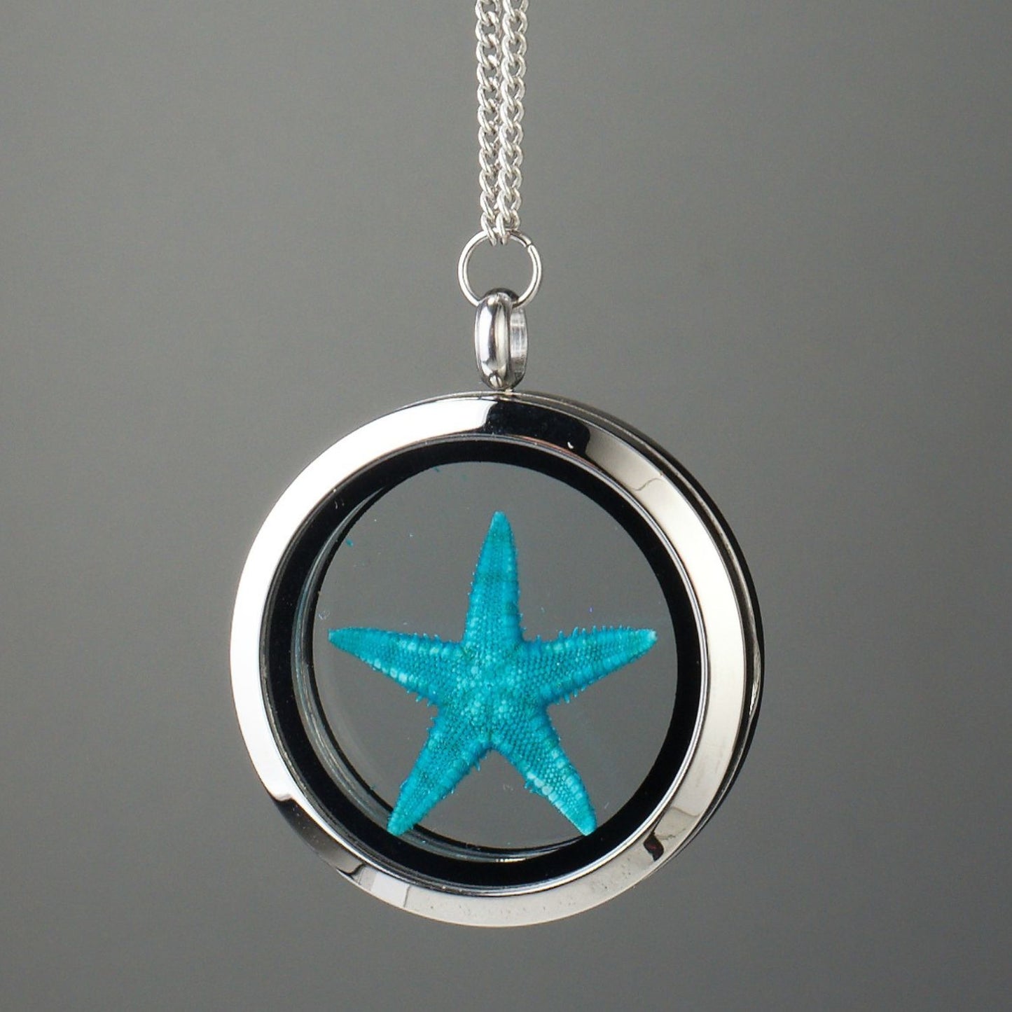 Turquoise Starfish Under Glass Necklace