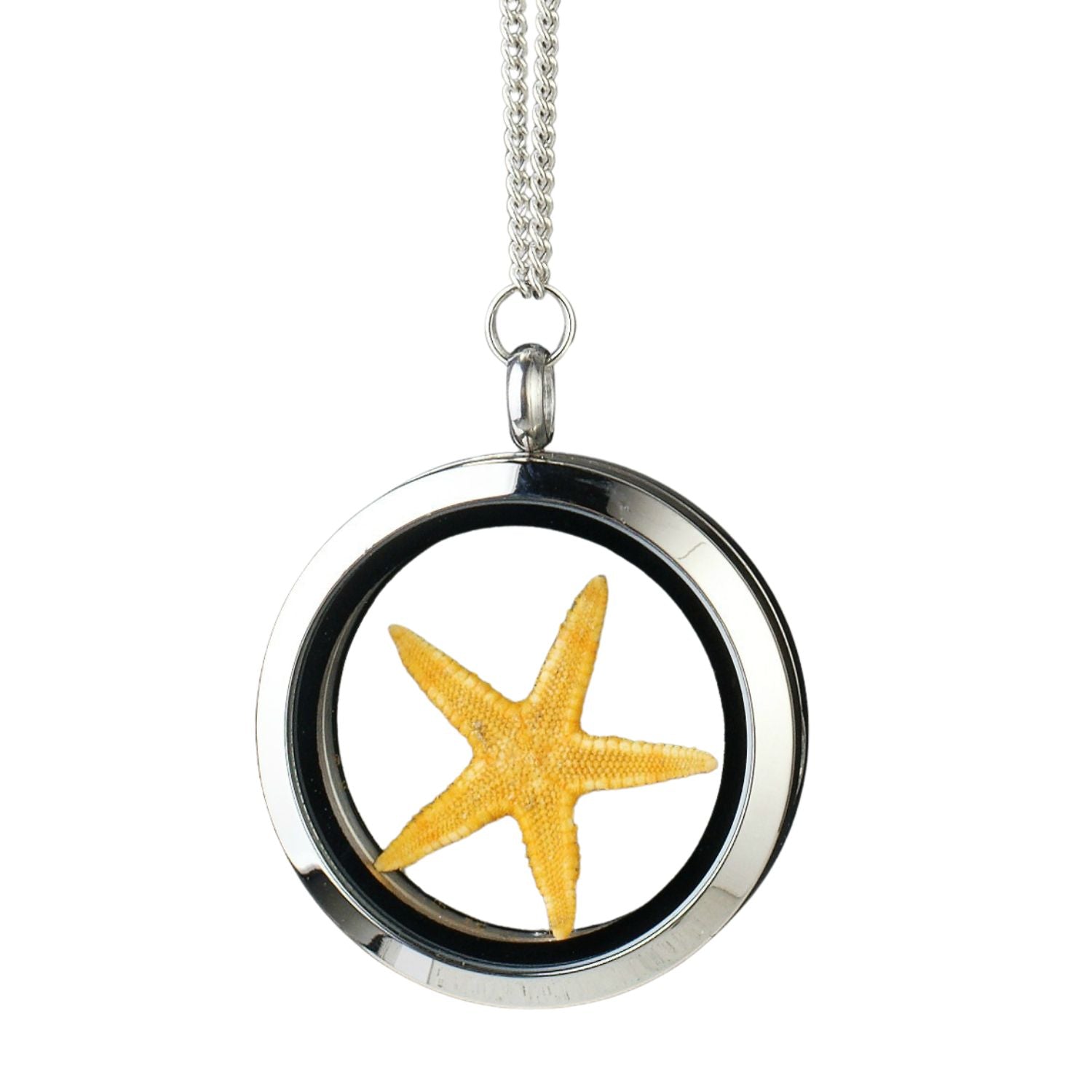 natural Yellow Starfish Under Glass necklace