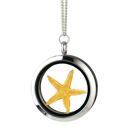 natural Yellow Starfish Under Glass necklace