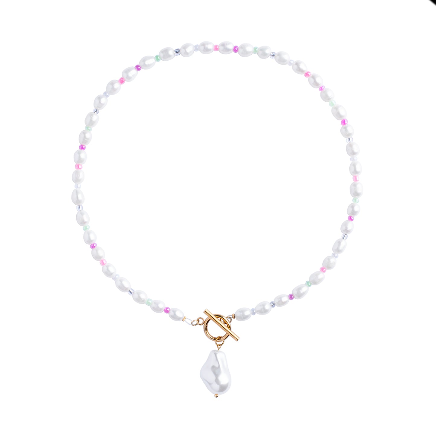 Natural Freshwater Pearls Necklace With Genuine Baroque Pearl  Pendant - Pearls Choker