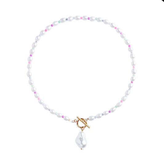 Natural Freshwater Pearls Necklace With Genuine Baroque Pearl  Pendant - Pearls Choker