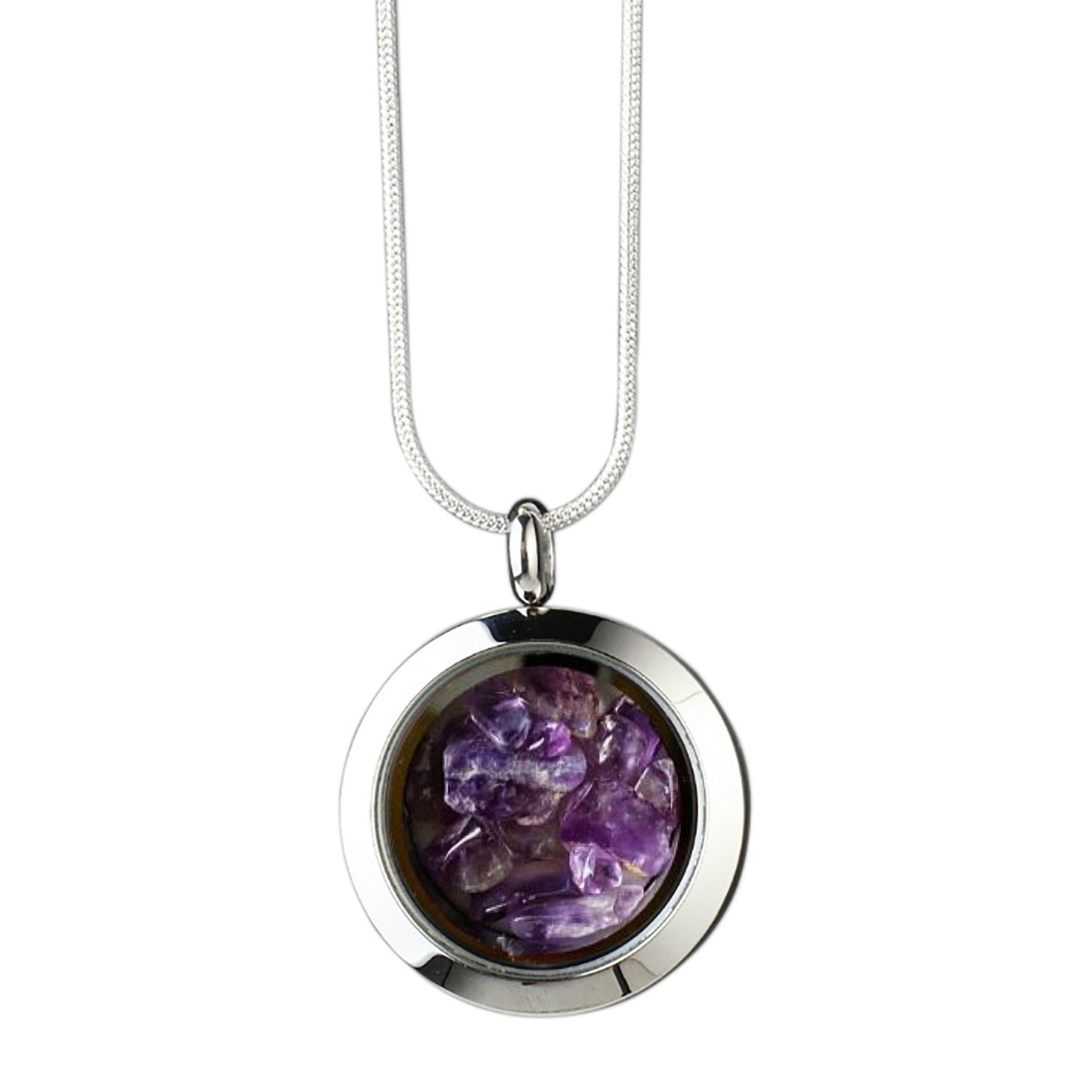 Amethyst Necklace With Natural Stones - February Birthstone - Designer Pendant