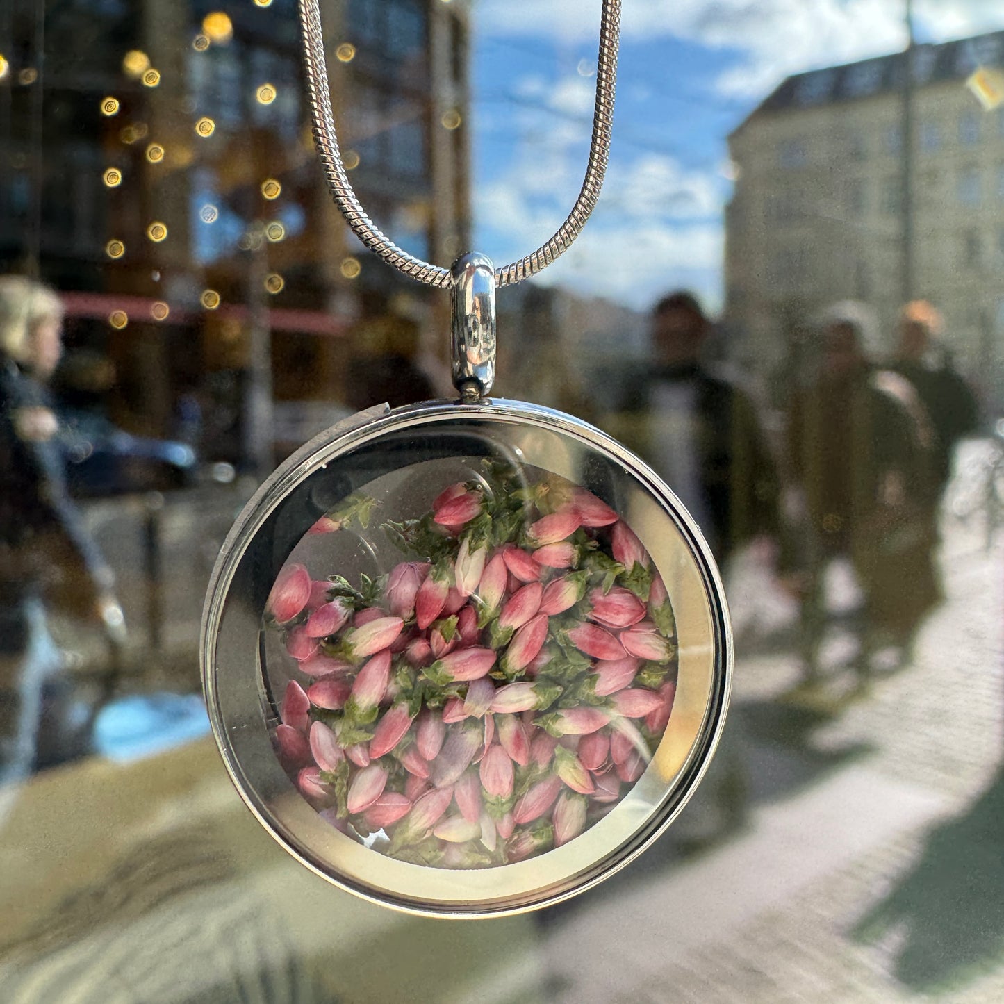 Statement Necklace With Natural Heather Flower