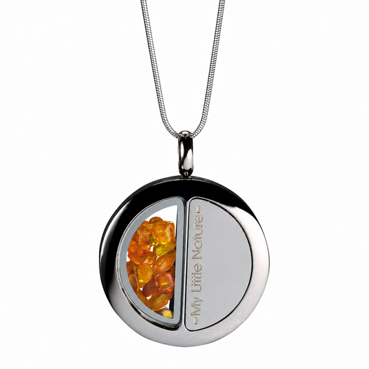 Duality pendant necklace with amber stones