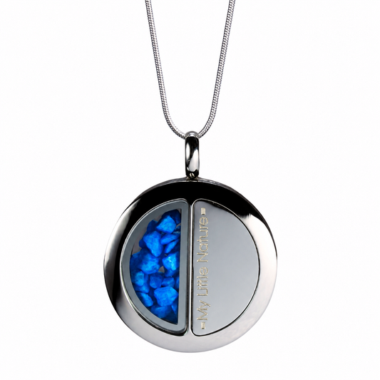 Duality pendant necklace with blue stones