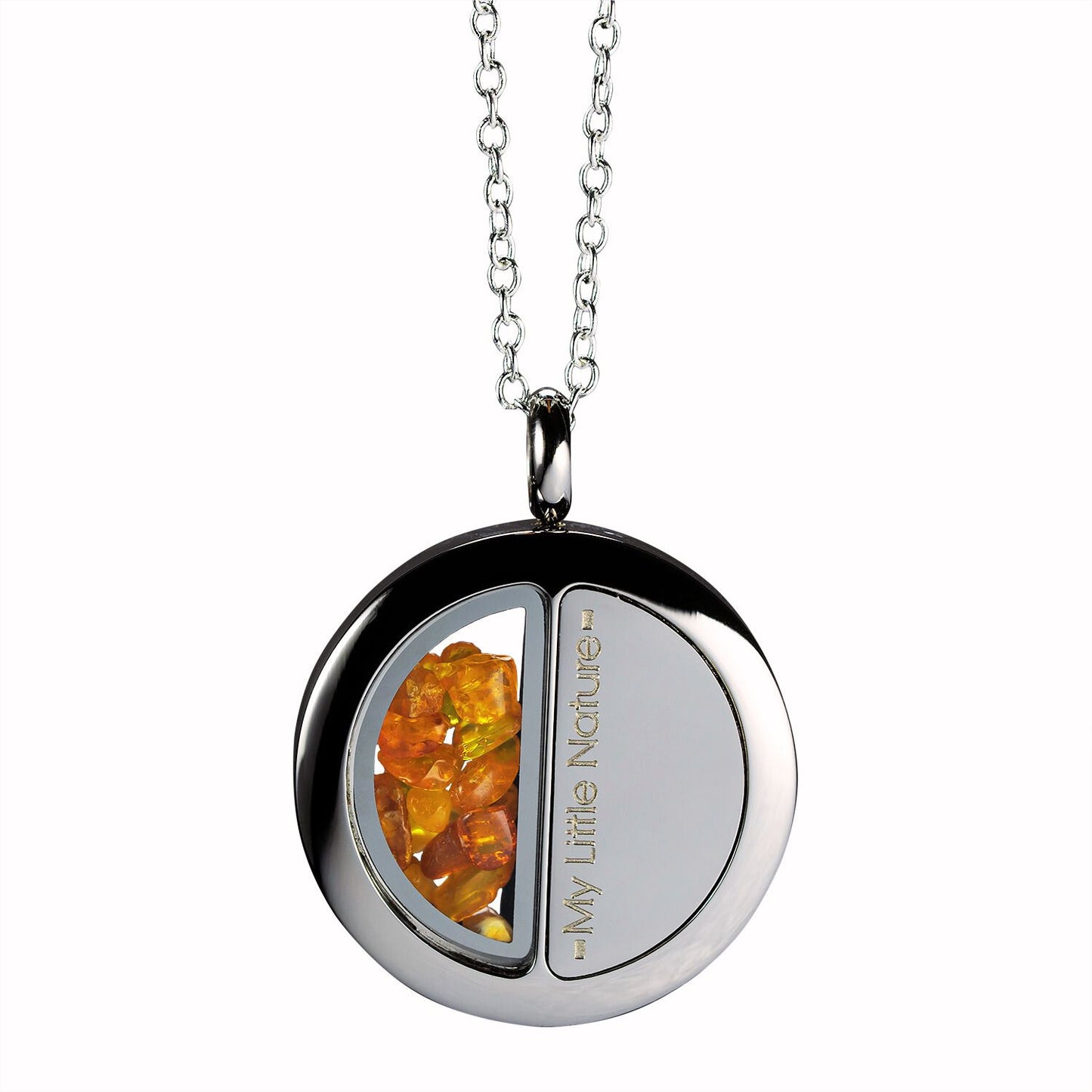 Duality pendant necklace with amber stones