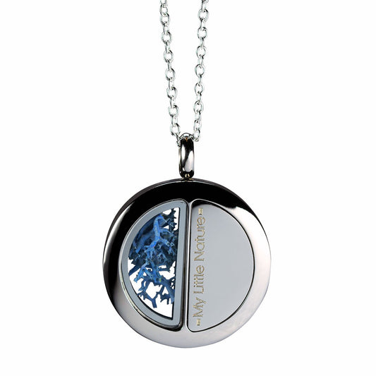 Duality pendant necklace with blue moss