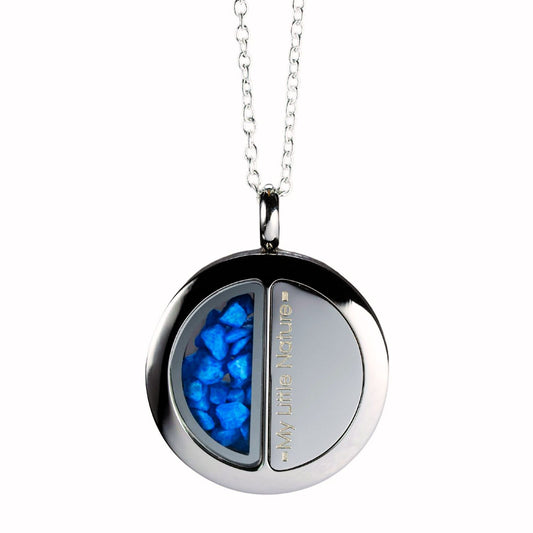 Duality pendant necklace with blue stones