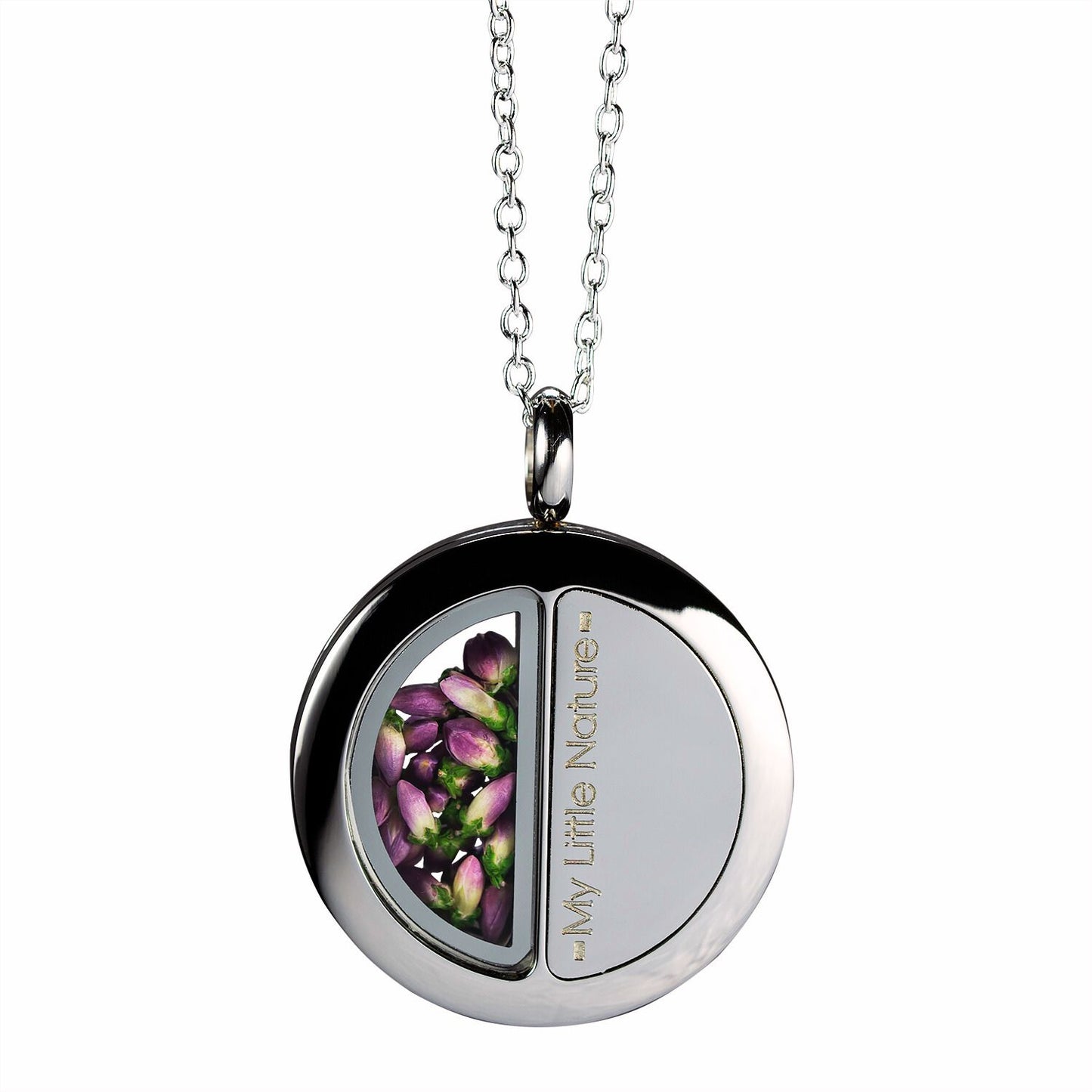 Duality pendant necklace with heather flower