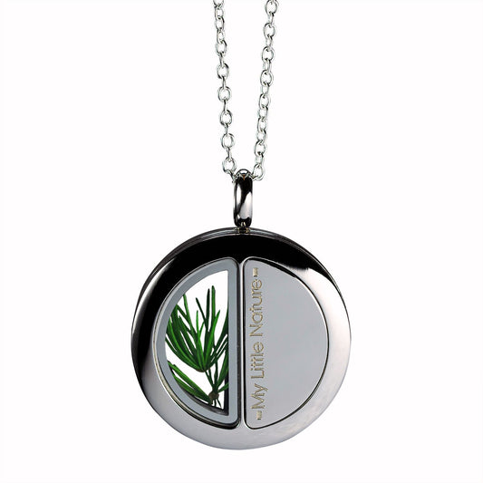 Duality pendant necklace with pine needles