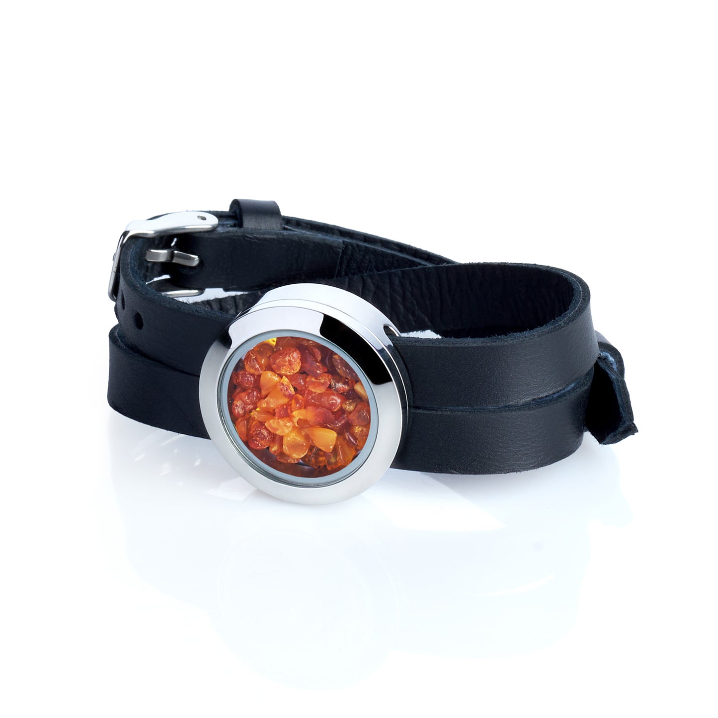 Eternal Passion: Amber Leather Bracelet