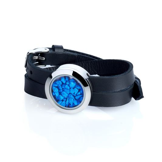 Serene Strength: Blue Stone Leather Bracelet