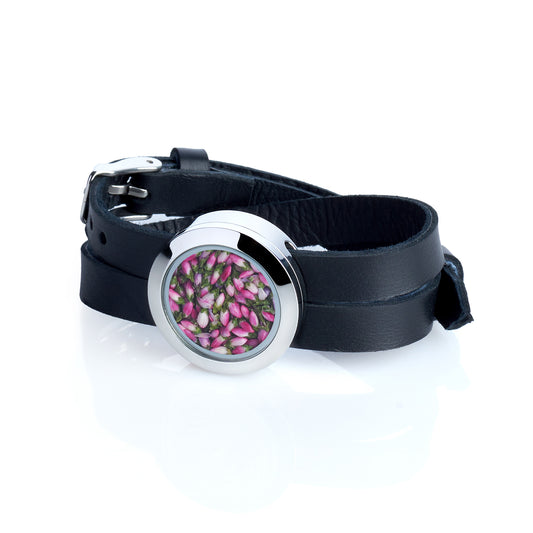 Wild Heather Strength: Lederarmband mit Heideblüte