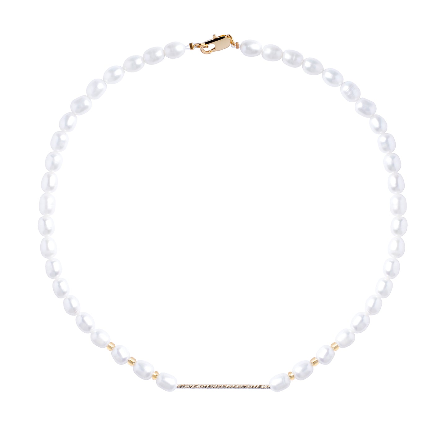 Freshwater Pearls Necklace With Real Gold Plated Tube Detail