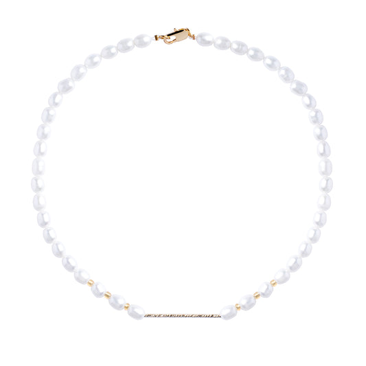 Freshwater Pearls Necklace With Real Gold Plated Tube Detail