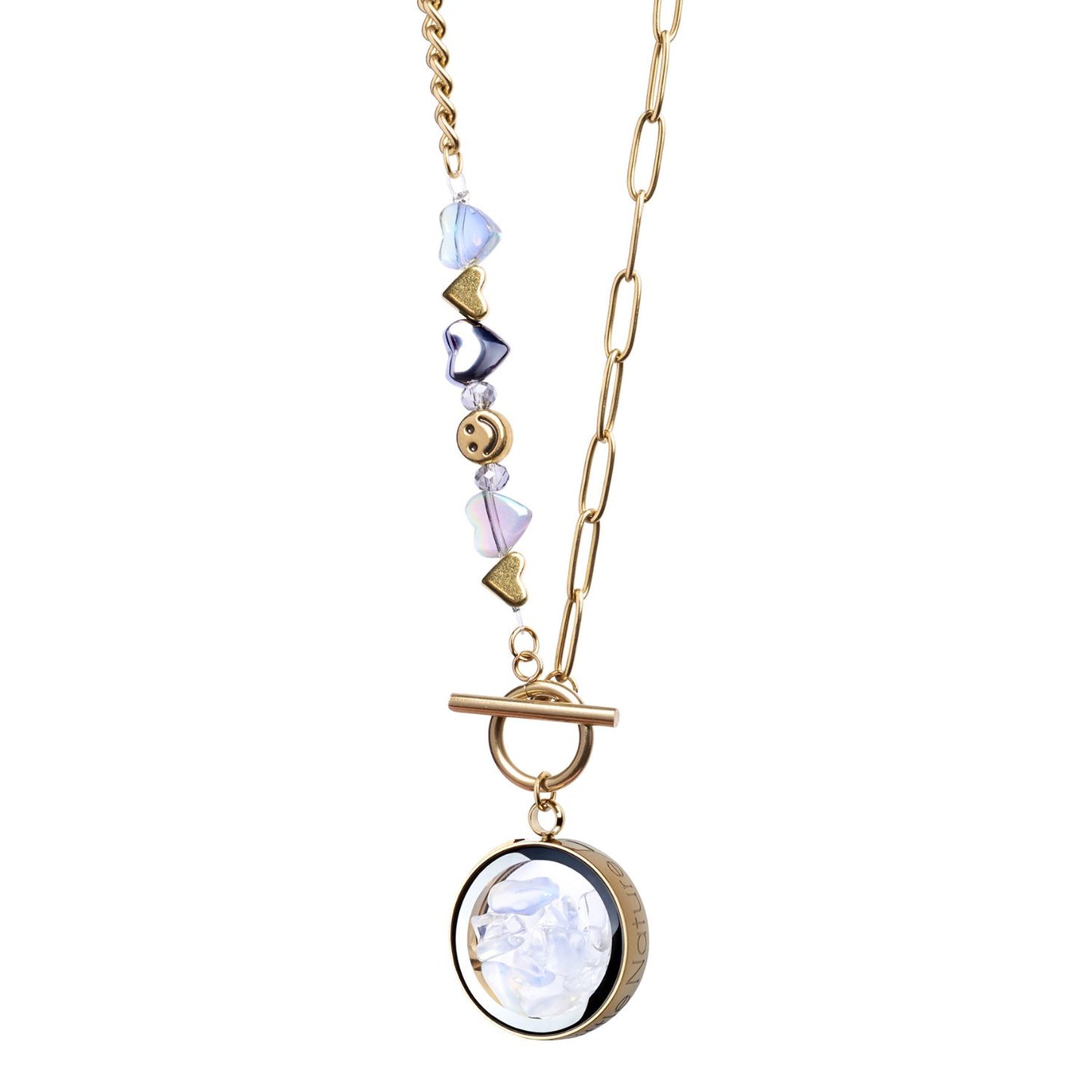 Opal Necklace With Joyful Beaded Toggle Clasp Chain