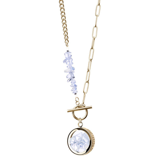 Toggle Clasp Opal Necklace With Beaded Chain And Charm