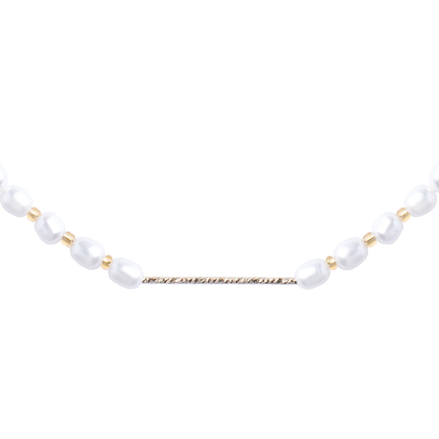 Freshwater Pearls Necklace With Real Gold Plated Tube Detail