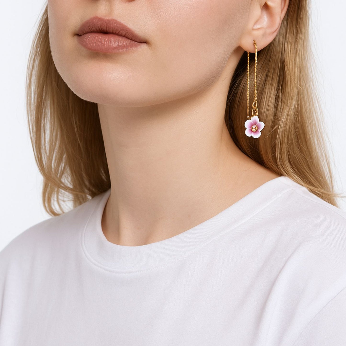 Perveriami auskarai su grandinėle - Plumerija