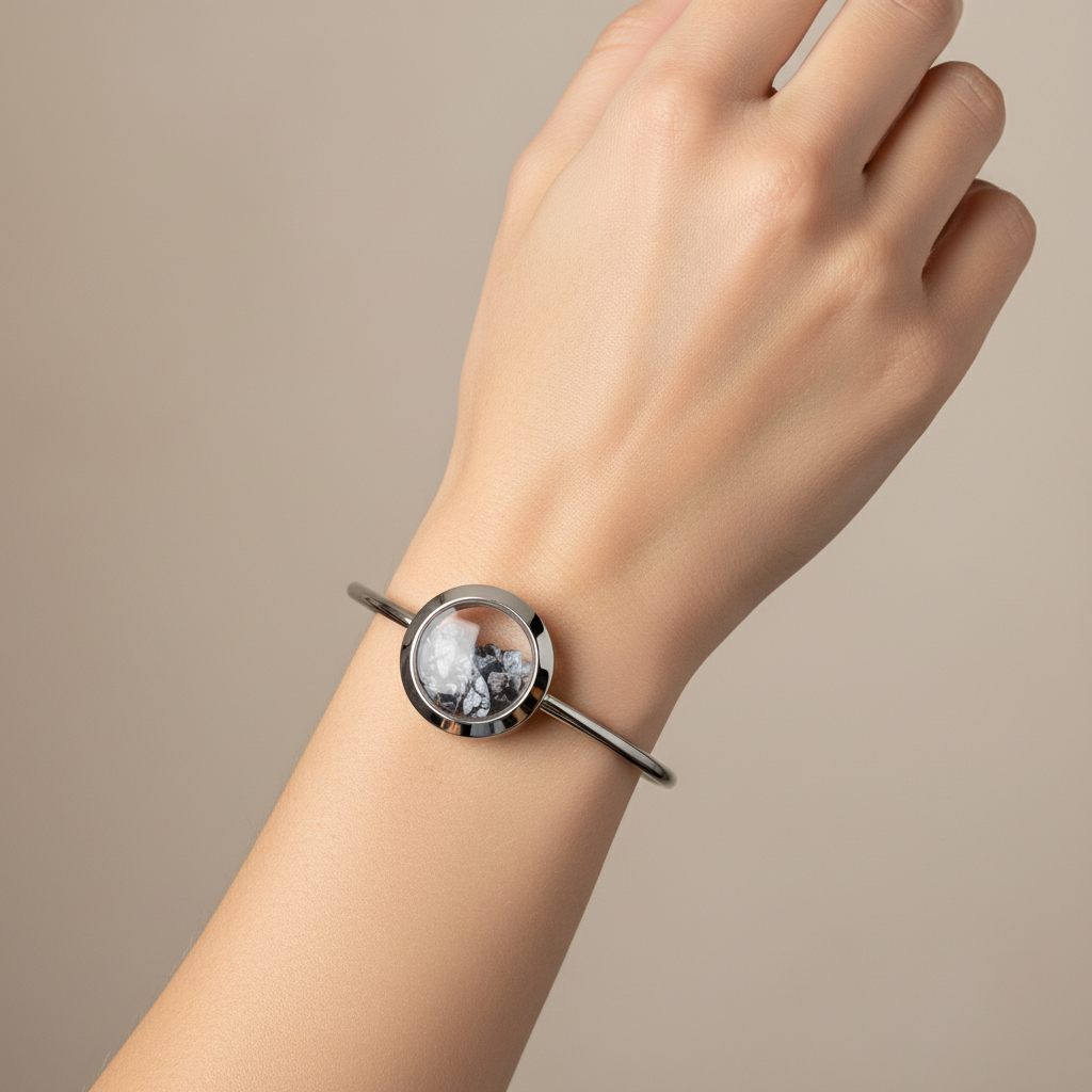 Snowflake Obsidian Cuff Bracelet – Handmade Stainless Steel Jewelry for Protection and Balance