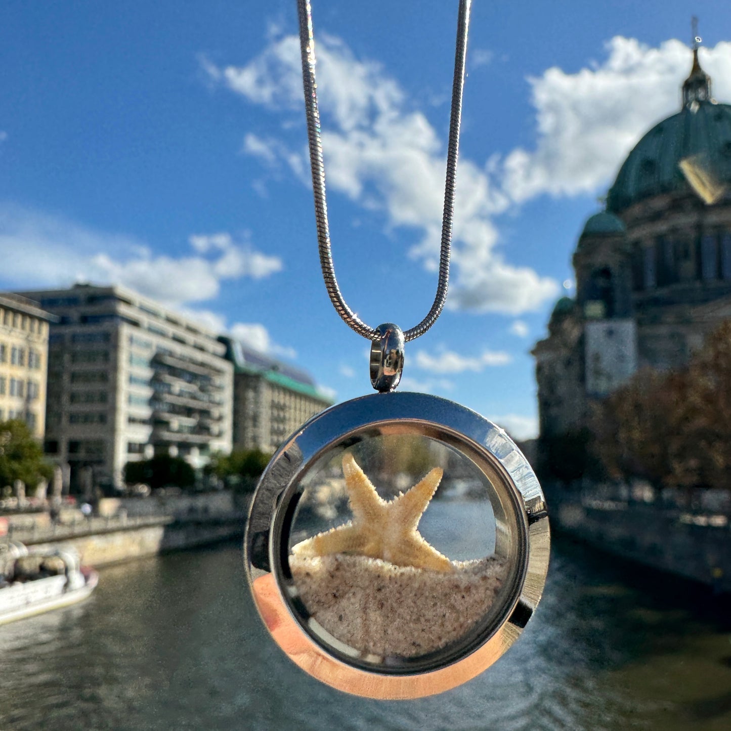 Amulett mit natürlichem Seestern und Strandsand