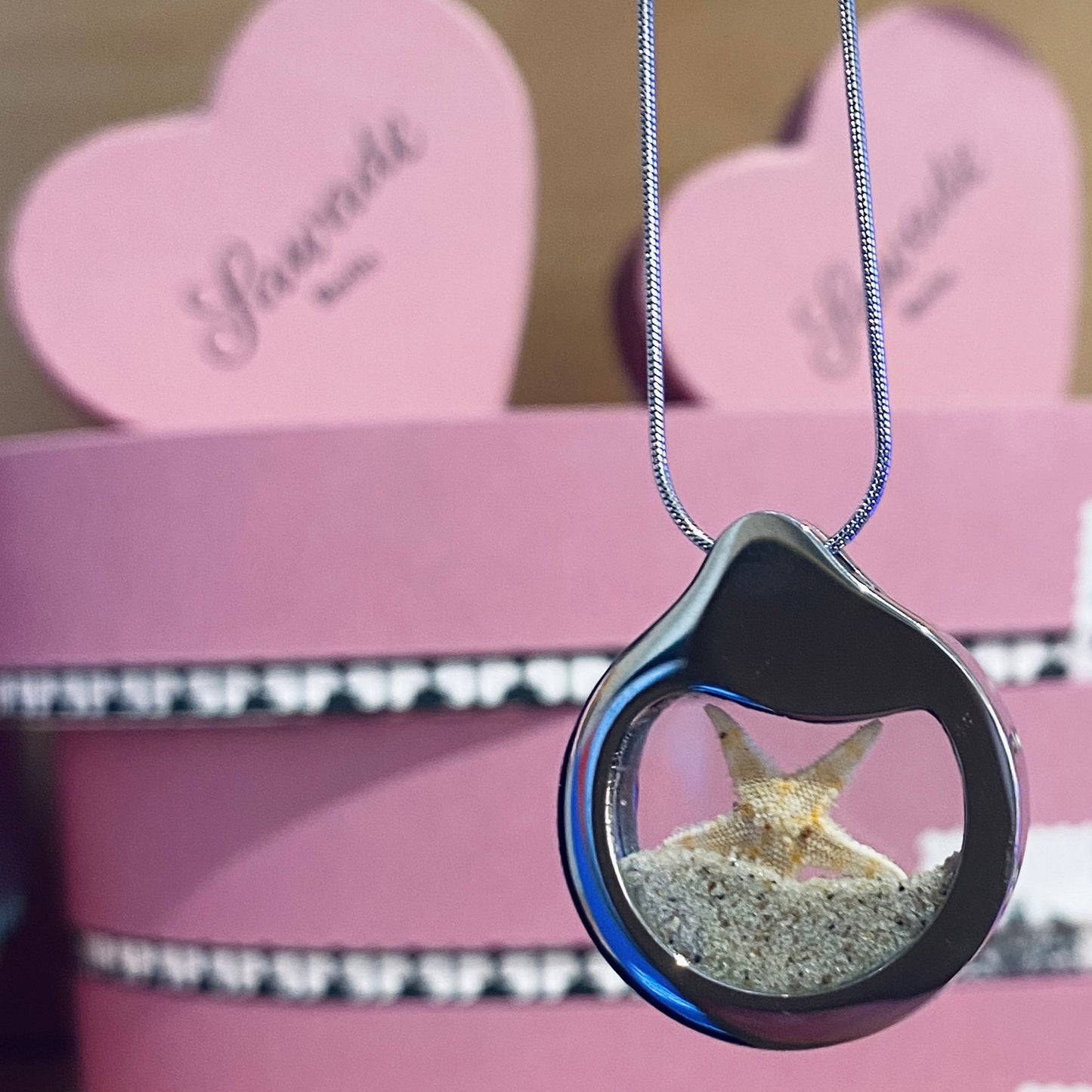 Designer Necklace With Natural Starfish And Beach Sand