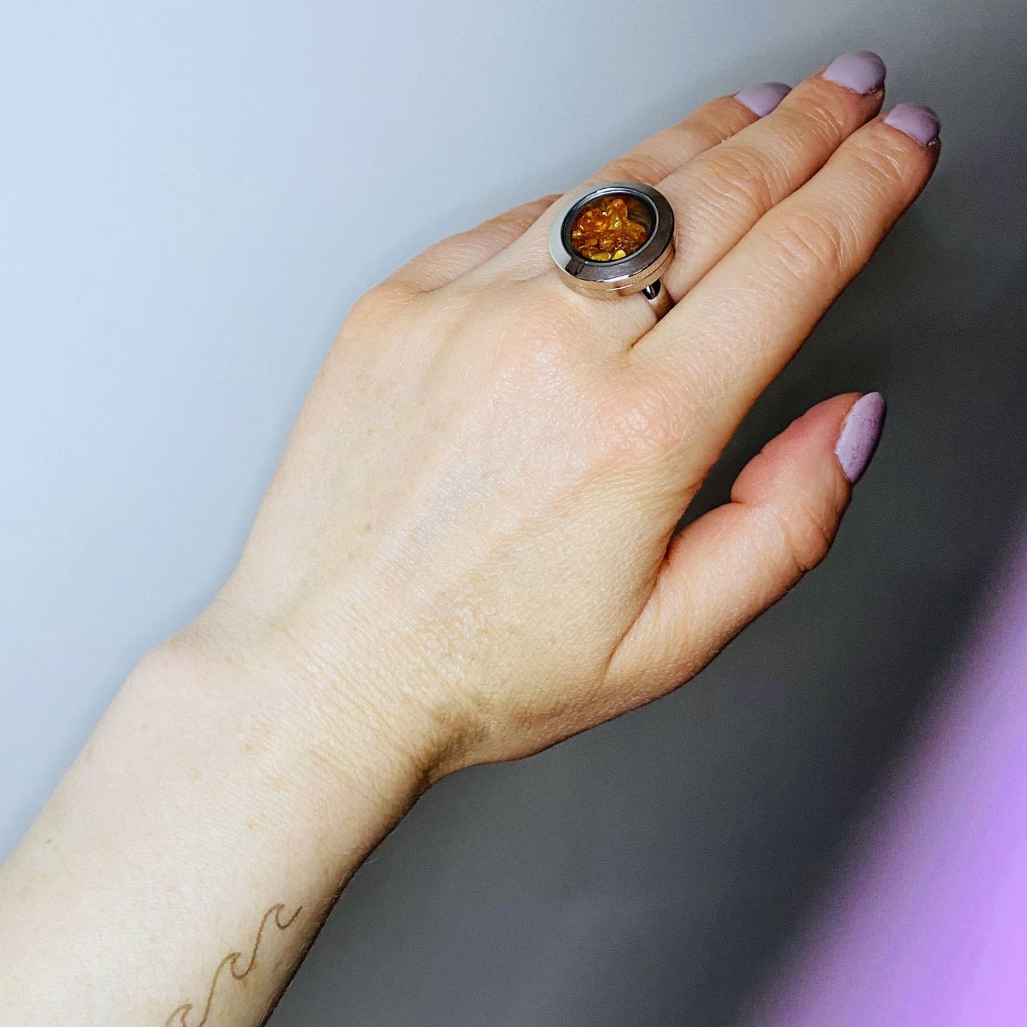 Statement ring with amber stones