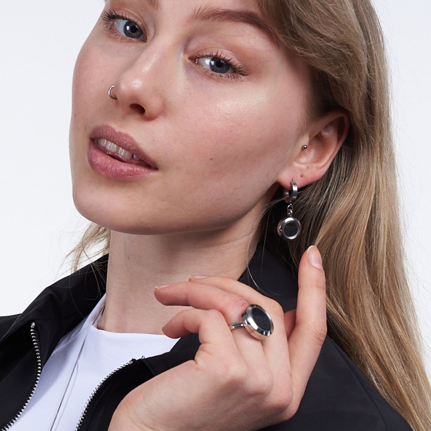 Statement ring with volcanic sand