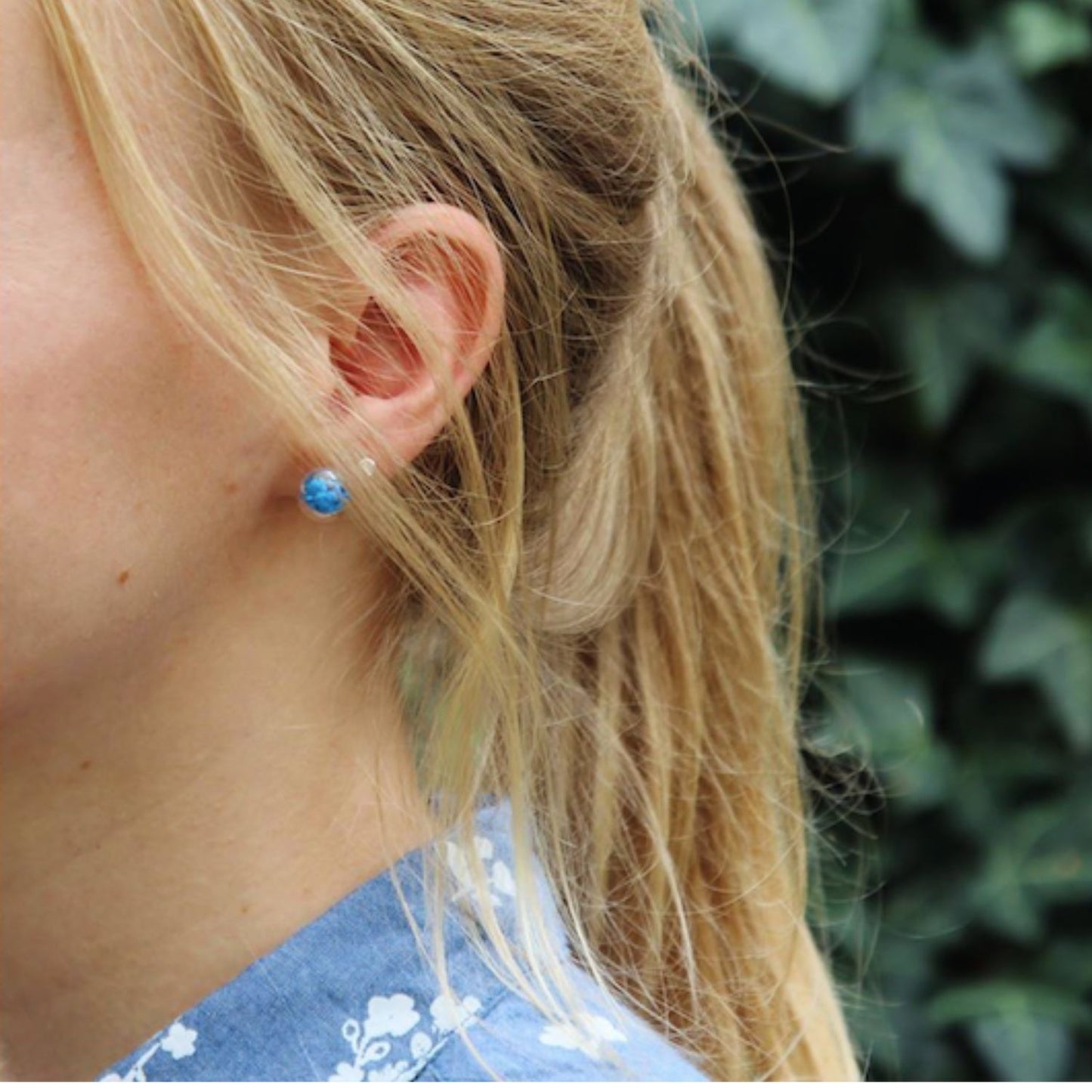 Stud Earrings With Blue Stones