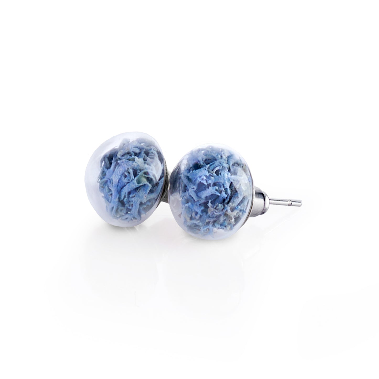 Stud Earrings With Sky Blue Moss