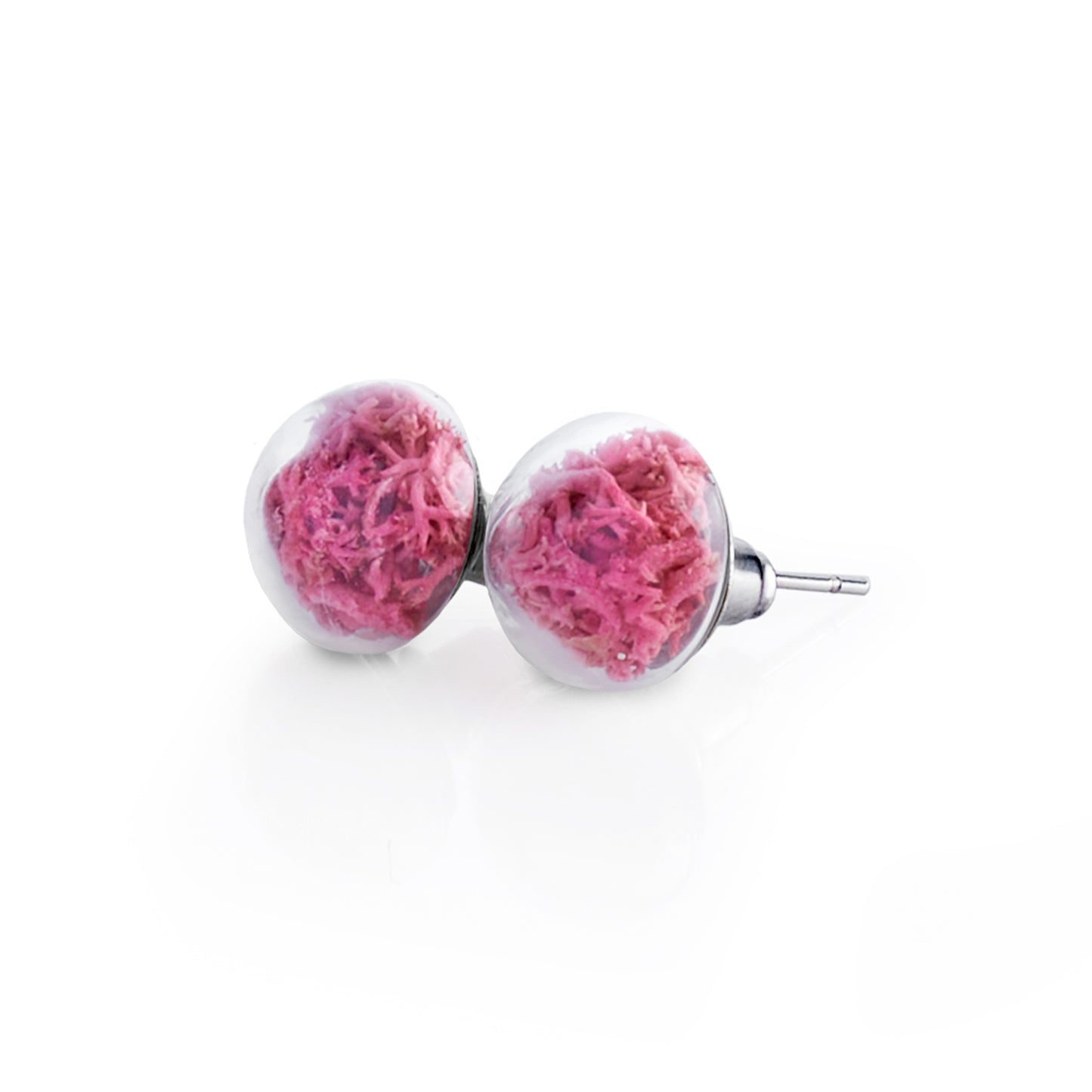 Stud Earrings With Pink Moss