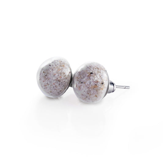 Stud Earrings With Natural Beach Sand